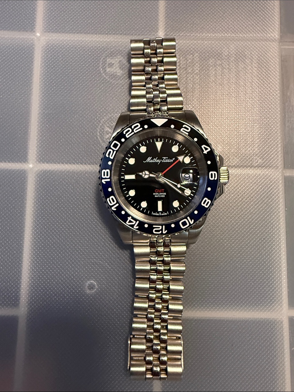 Mathey-Tissot Batman GMT Stainless Steel Watch